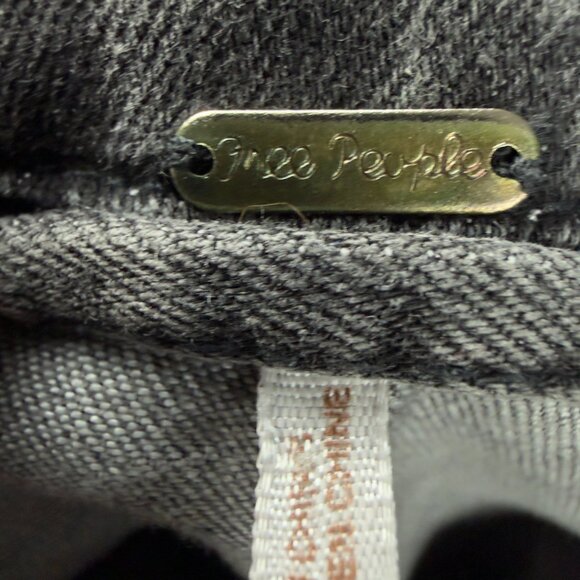 FREE PEOPLE James Dean Moto Cropped Denim Jacket Moto Zip Gray Women's M - Picture 5 of 10